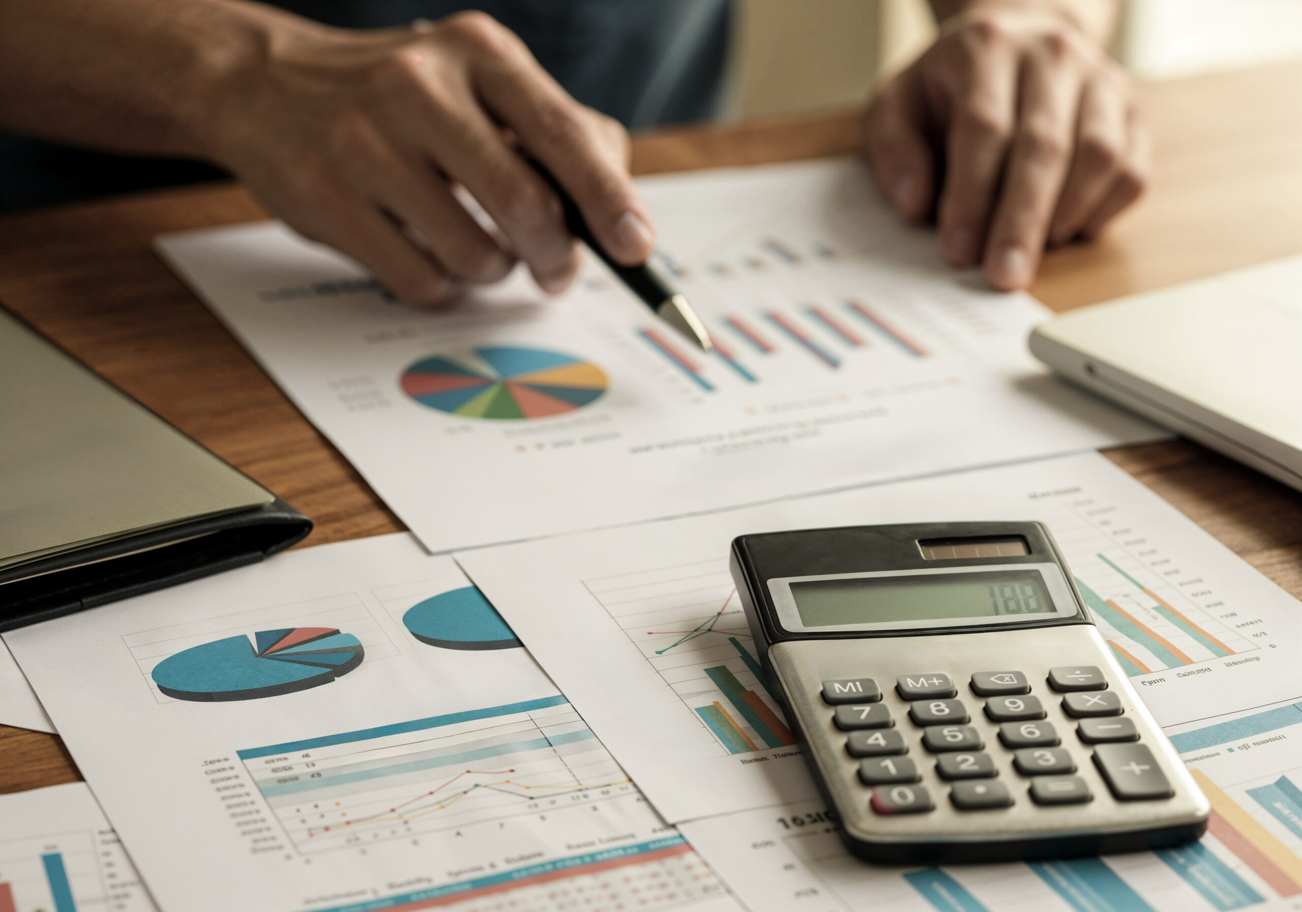 persona calculando datos financieros